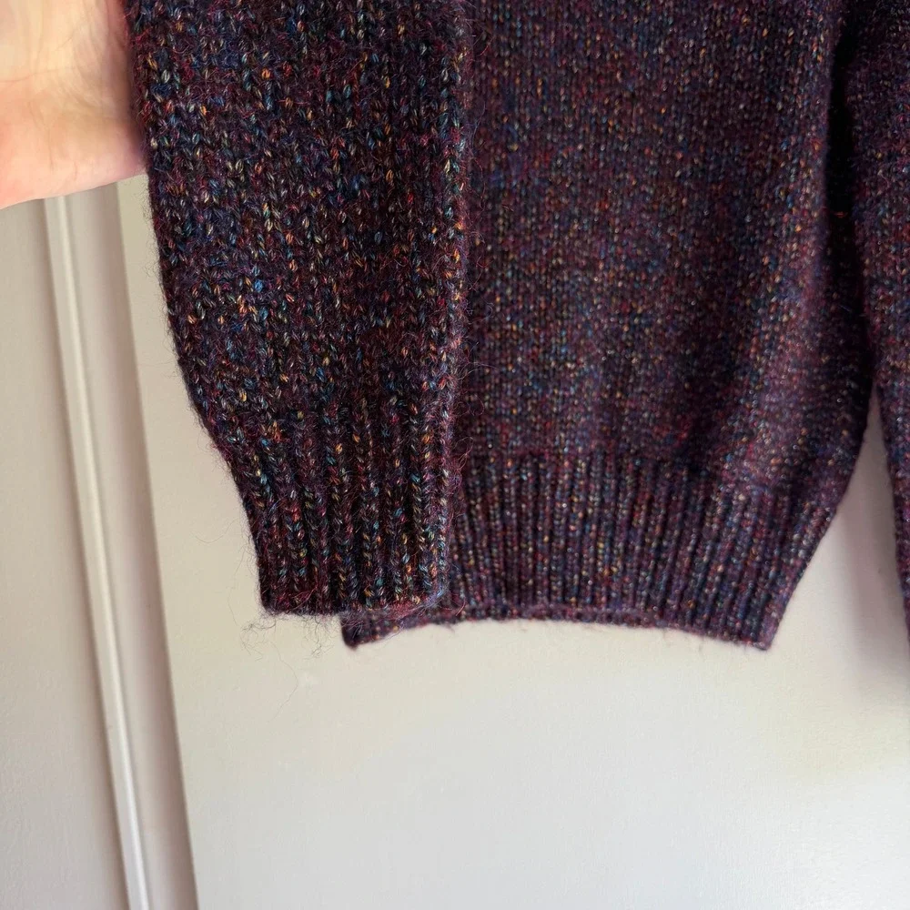 Madewell Purple Multi Space Dyed Marl Wool Blend Crewneck Sweater AF327 Women S